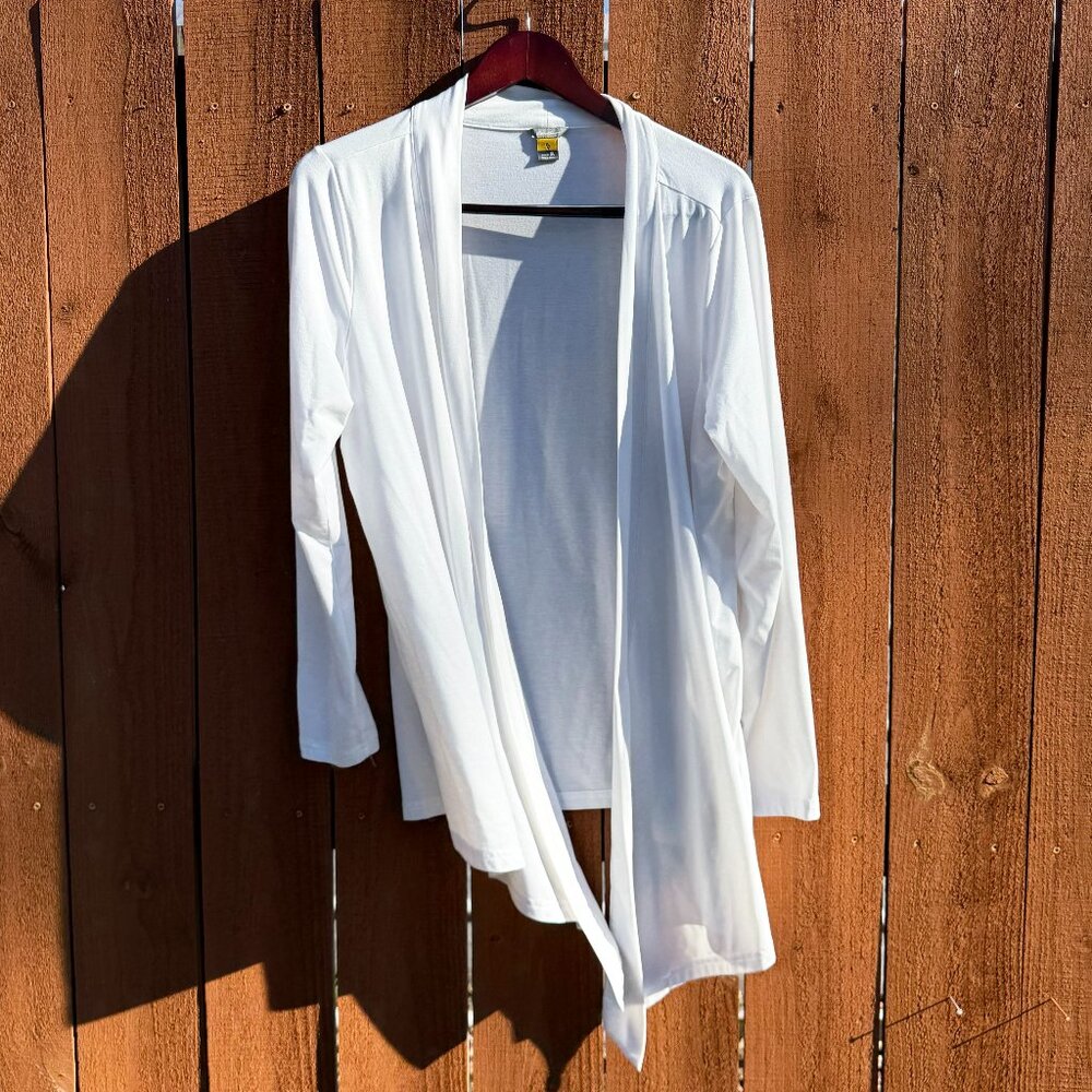 Eddie Bauer White Lightweight Open Front Drape Cardigan Size XL